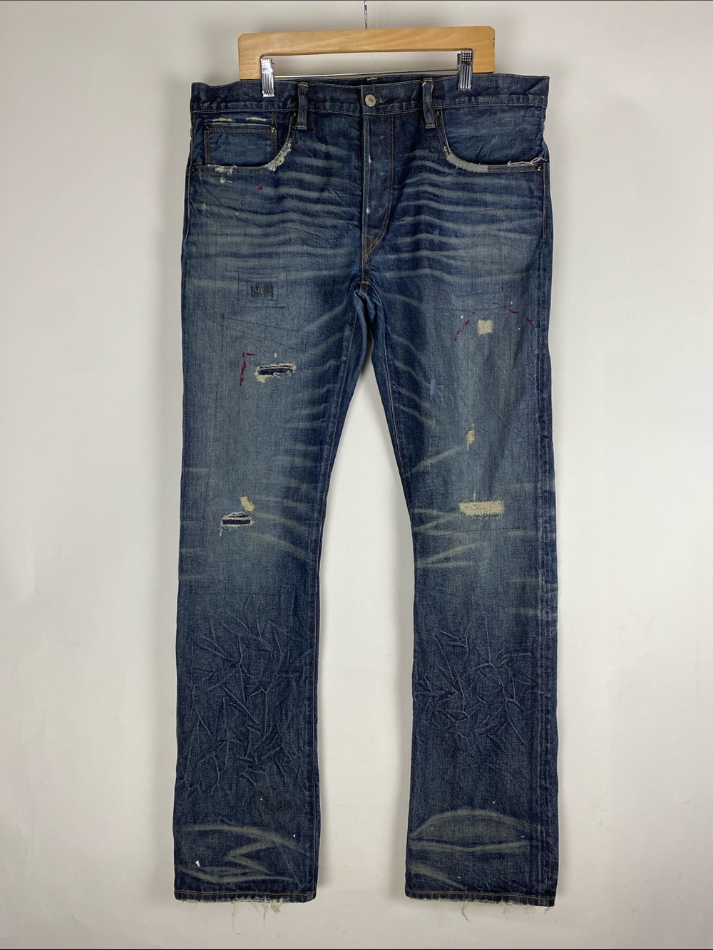 Ron Herman Selvedge Denim Jeans USA Made Patched Distressed Stained Men’s 36
